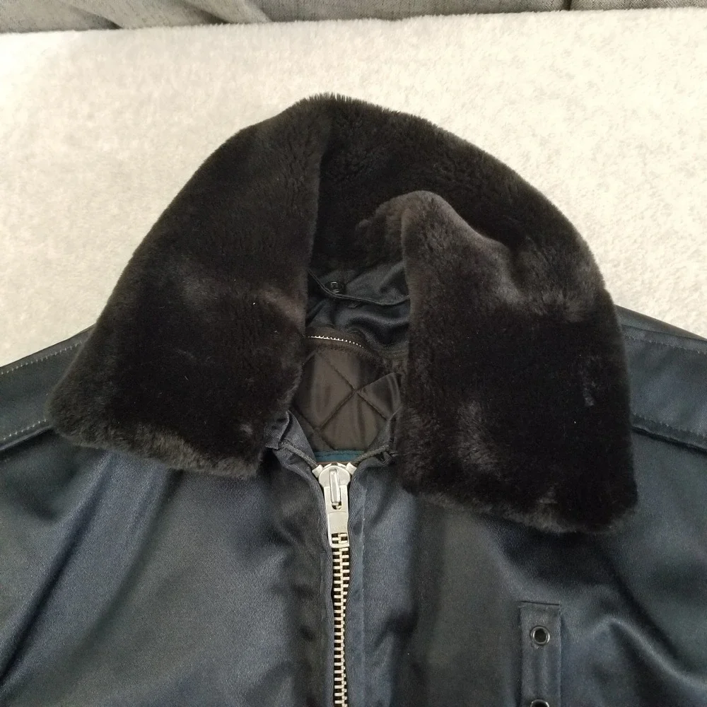 Fechheimer Jacket Mens 44R Black Faux Fur‎ Collar Protector Lined Union Made